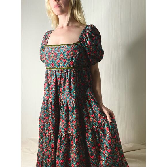 FREE PEOPLE "Ashley" Cordorouy Babydoll Puff Sleeve Maxi Dress US SMALL - Picture 3 of 16
